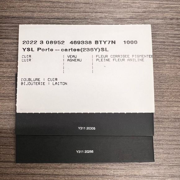 SAINT LAURENT PARIS BUSINESS CARD HOLDER WITH FLAP IN GRAIN DE POUDRE LEATHER - Picture 3 of 7